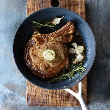 Seared Ribeye with Tapenade Compound Butter