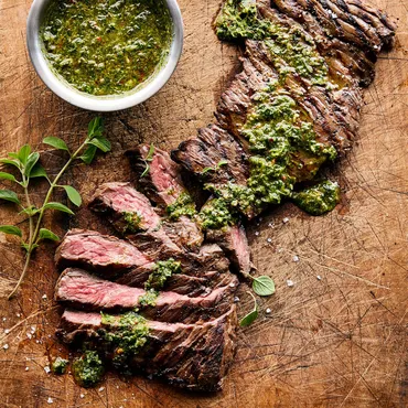 Grilled Steak with Scallion Pesto