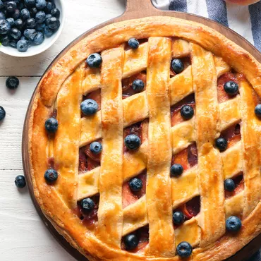 Lattice-Top Plum and Blueberry Pie