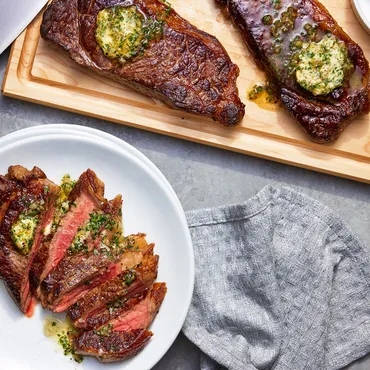 Seared Steak with Gorgonzola-Shallot Butter