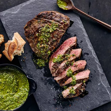 Grilled Steak Churrascaria Style on granite serving platter