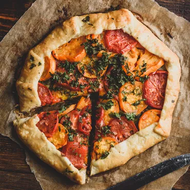 Summer Tomato, Caramelized Onion and Goat Cheese Galette