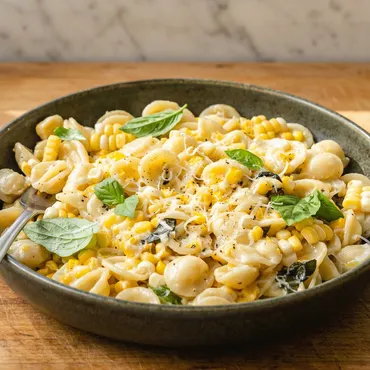 Orecchiette pasta with Sweet Corn and Basil